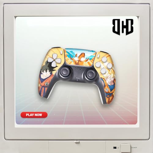 Overpowered Gokku Custom PS-5 Controller Wireless compatible with Play-Station 5 Console by BCB Controllers | Proudly Customized in USA with Permanent HYDRO-DIP Printing (NOT JUST A SKIN) (MODDED)