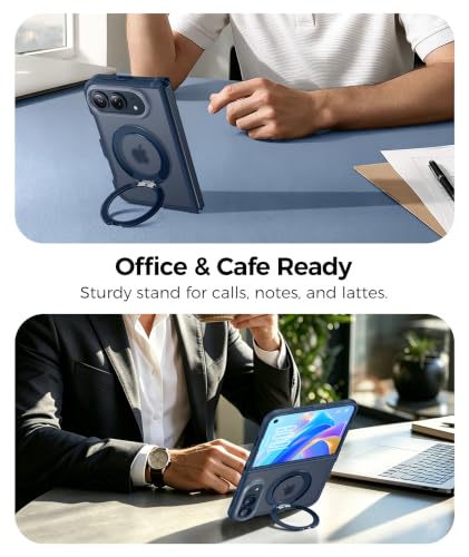 FNTCASE for iPhone Duo Case with 360 Spin Magnetic Stand Deep Blue - Image 5