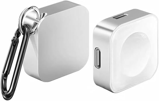 Charger for Apple Watch Support Lightning USB C,5W Magnetic Wireless Fast Charging iWatch Charger Type C Travel Keychain for iWatch Series Ultra 3/11/10/9/8/7/6/SE3/SE2/5/4/3/2-silvery Portable