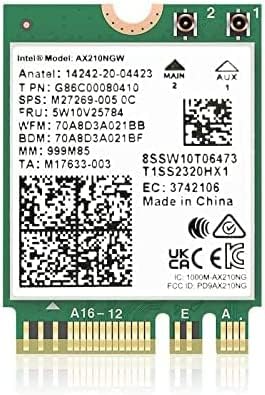 AX210NGW DTK WiFi Card WiFi 6E Supports 6GHz, 2230, 2x2 AX+BT 5.3+Tri-Band, Includes RF Cable (11 inch), 5dBi High Gain Antennas and Low-Profile Brackets