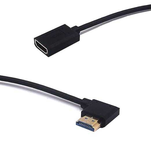 MysRuida 1ft HDMI 2.1 Extension Cable, 8K@60Hz 4K@120Hz, 48Gbps Bandwidth, 3D Vision, Supports HDR10 4:4:4, HDCP 2.2/2.3, Dolby and Dynamic HDR, Right Angle Extender Cord for PS5/PS4 Xbox HDTV Switch