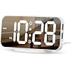 ALANAS Slim Digital Alarm Clock, Big Mirror Display with Dual USB Charger Ports, Dual Alarms, Snooze, 4-Level Adjustable Dimmer, for Bedroom, Office, Desk, Dorm, College Students, Home
