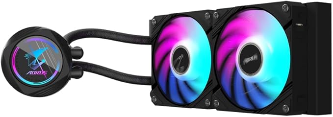 GIGABYTE AORUS WATERFORCE II 240 AIO Liquid CPU Cooler- 2x120mm ARGB Fans, Slide-in Interlocking Mechanism, Daisy-Chain, Intel LGA 1851 and AMD AM5 Compatible