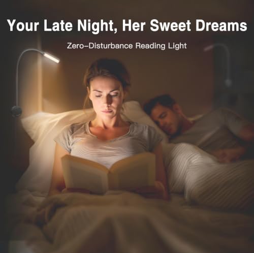 VST 2 Pack Black Wall Mounted Reading Light for Bed,Dorm, Flexible Gooseneck Bedside Headboard Book Light, 36W Driver,ETL-Listed, Touch Dimmable 3 Color Temp (3000K/4000K/6000K), USB & Type-C Ports