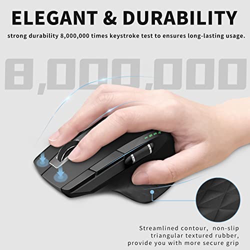 Rapoo Bluetooth Wireless Mouse, 4 Adjustable DPI Rechargeable, Multi-Device (3 Bluetooth+USB) Programmable Ergonomic Mouse with Side Roller, Laser Mouse for Laptop Desktop PC