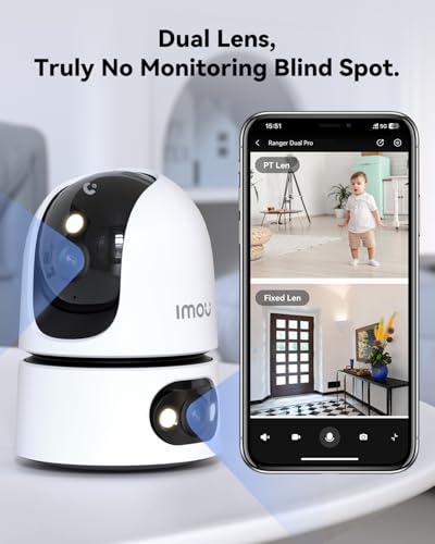 Imou 6MP Indoor Security Camera, Dual-Lens 360°Pan-Tilt Baby Monitor & Pet Camera for Home Security, Color Night Vision, Human/Pet/Sound/Motion Detection, 2.4/5GHz WiFi, Cloud & SD Card Local Storage - Image 3
