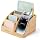 Bamboo Pen Holder for Desk & Nightstand Organizer with Fast Wireless Charging for iPhone, Samsung & More – Office Desk Accessories for Men/Women (Natural)