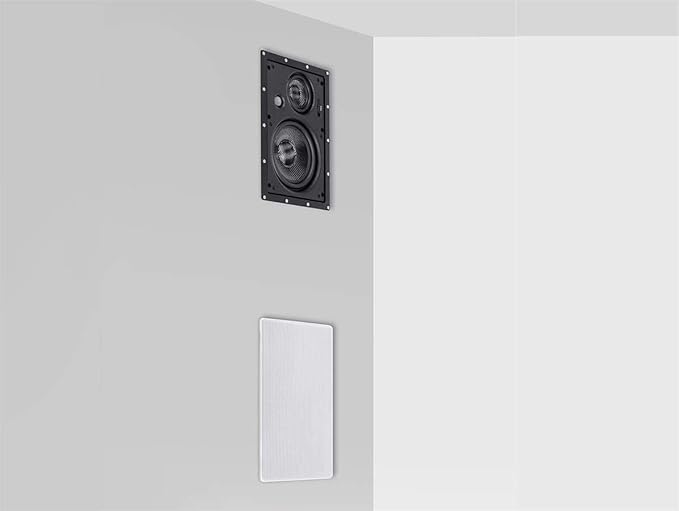 Monoprice 3-Way Carbon Fiber In-Wall Speakers - 6.5-Inch, Pair, With Magnetic Grille, Black - Alpha Series
