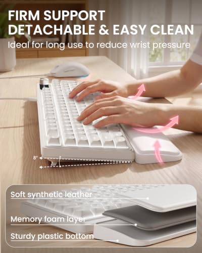 EWEADN Wired Keyboard and Mouse Combo with Detachable Wrist Rest - White - Image 3