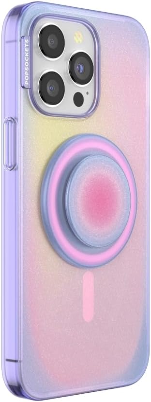 PopSockets iPhone 15 Pro Max Phone Case with MagSafe, Wireless Charging Compatible, Purple - Aura
