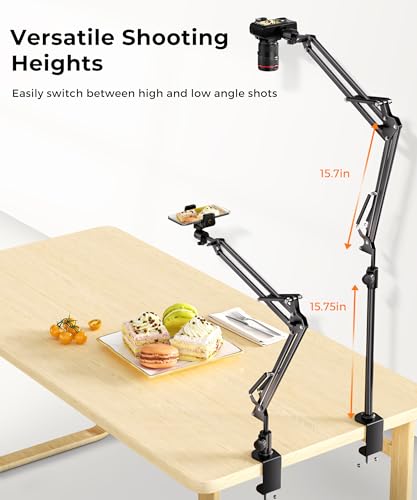 UBeesize Overhead Camera Mount with 360° Adjustable Arm & Phone Holder