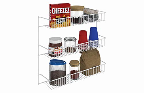 ClosetMaid 3-Tier Hanging Wall Mounted Metal Rack for Spices, Shelf Storage, Pantry Organization, Laundry, Kitchen, Bathroom, White, 8022