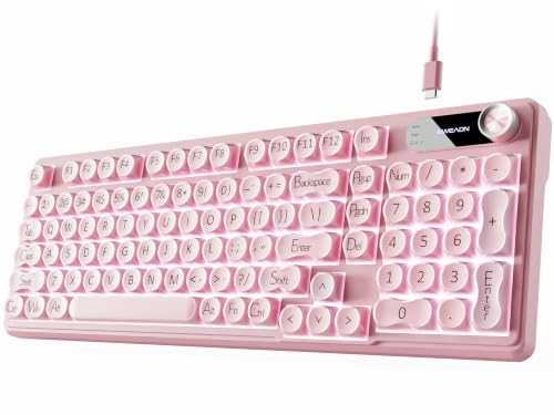 Wired Creamy Keyboard with Number Pad, 98-Key, Media Knob, RGB Backlit-Pink - Image 2