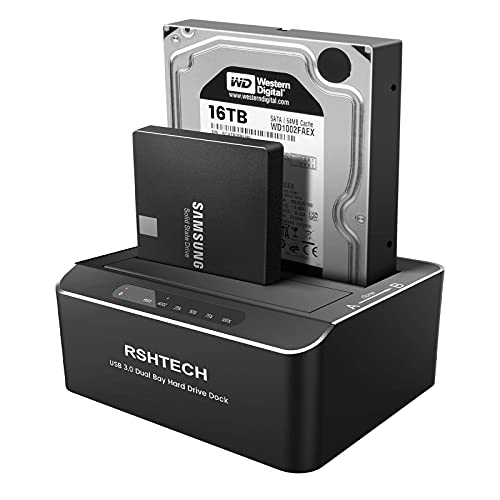 RSHTECH Hard Drive Docking Station,Aluminum Dual Bay USB 3.0 SATA HDD Dock