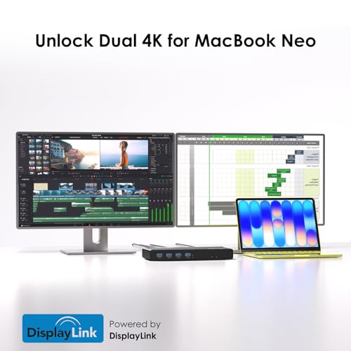 DisplayLink Universal Docking Station,WAVLINK 15-in-1 USB C Ultra 5K Dual 4K HD Multiple Display Dock with 2xHDMI/DP,Gigabit Ethernet,6xUSB 3.0,Type C,Audio,Mic,for New MacBook Neo,Windows,Mac - Image 3
