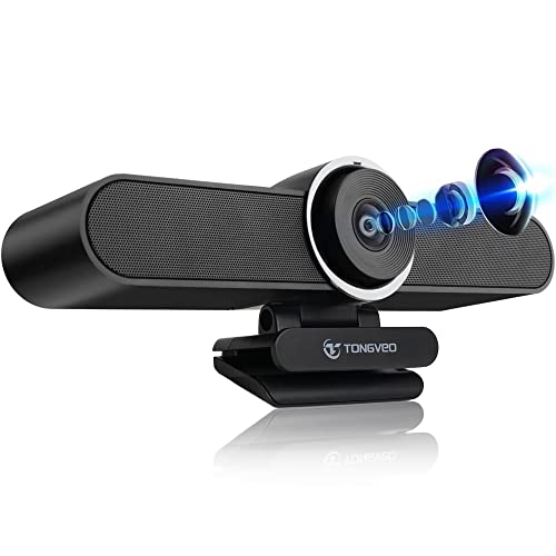 TONGVEO 4K Webcam Conference Call Room Web Camera with Dual Microphones &Speaker, | All-in-One USB Video Camera, 116° Wide Angle, AI Auto Framing | Compatible with Zoom, OBS