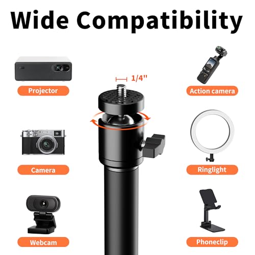 XINLEI Projector Stand, 2-in-1 Mini Projector Mount Bracket 360°Swivel, Height Adjustable, Compatible with Home Office Video Camera, PR002FP