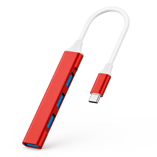 Mac USB C Adapter - Type C USB Adapter Hub with 4 Ports: 1 USB 3.0 + 3 USB 2.0, Ultra-Slim Aluminum Design, 5Gbps Transfer, Adapter for Mac USB C, Type C USB Hub (Red)