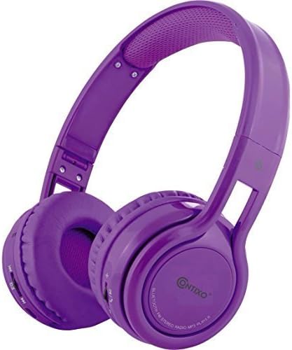 Contixo KB-2600 Premium Foldable Headphones for Kids - 85db Volume Limiter - Over-Ear and Built-in Mic Wirelesss for Children - Purple
