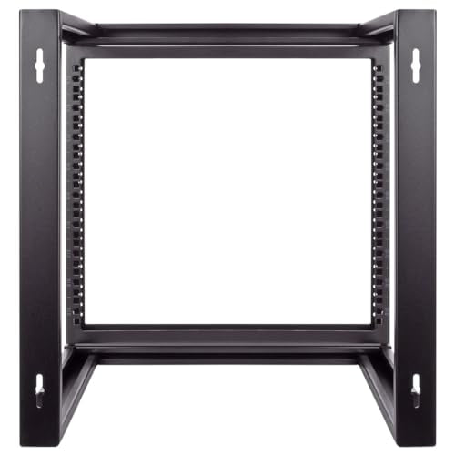 NavePoint 9U Open-Frame Server Rack for 19" IT Network Equipment & A/V Devices Free Standing or Wall Mount with 180 Degrees Gate Swing, Black