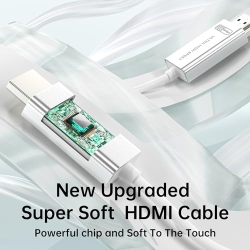 10K 8K Fiber Optic HDMI 2.1 Cable 6.6ft, HDMI Cable White Super Flexible 48Gbps, 8K60Hz & 4K120Hz, Support eARC, Dolby, HDCP 2.2&2.3, HDR 10, Compatible with Blu-ray Roku LG PS5 PS4 Xbox RTX - Image 7
