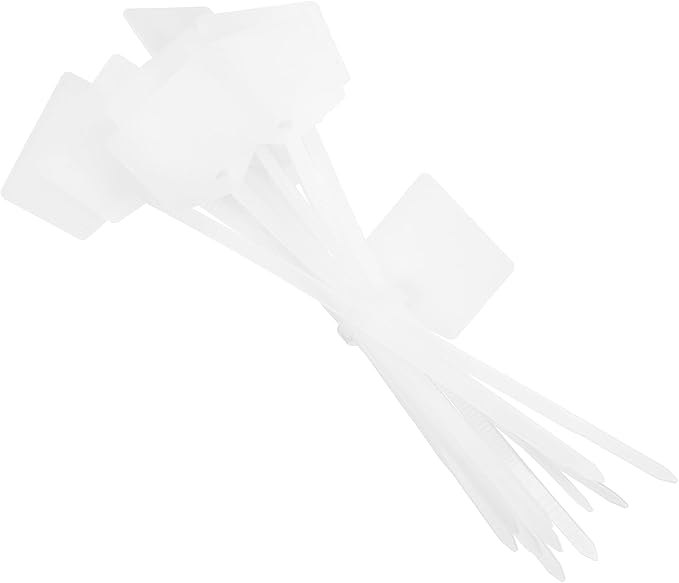 MECCANIXITY 100Pcs 4.7 Inch Waterproof Shipping Tags 0.12" Nylon Writable Hanging Tags Self Locking Labels Zip Tie Wraps for Indoor and Outdoor, White