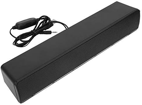 YaizK Mini Portable USB Wired soundbar Music Player Bass Surround Soundbox Speaker with 3.5 mm Audio Plug for Desktop, Laptop, TV, Smartphone, Tablet PC, MP3, MP4 and More(Black)
