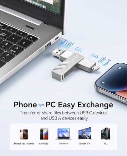 ORICO 1TB Portable Solid State Drive, 1050MB/s Dual-Port Rotating Metal External SSD with 90° Click-Stop, Reliable Storage for iPhone 17, 16 Series, Type-C Smartphone, Mac, Audio, Vehicle - A101