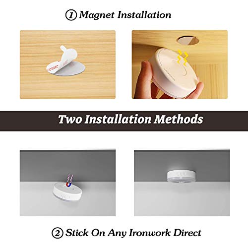 BASON LIGHTING Rechargeable Puck Lights, Wireless Closet Lights Motion Sensor, Automatic Warm White Night Lights for Kitchen, Cabinet, Wardrobe, Hallway, 3000K, 6-Pack.