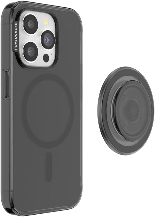 PopSockets iPhone 15 Pro Phone Case with MagSafe, Wireless Charging Compatible, Black - Aura
