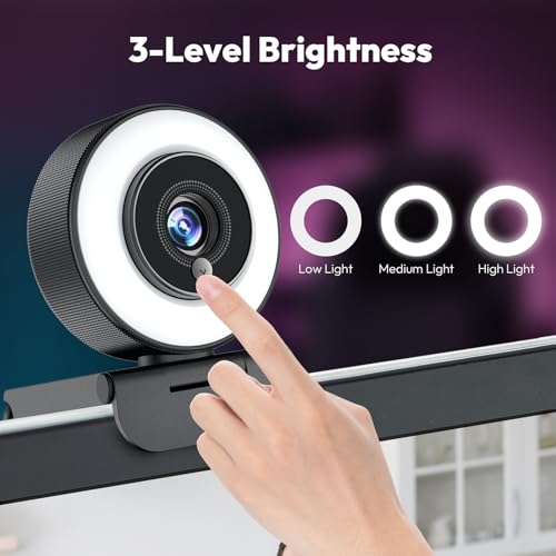Angetube 4K Webcam with Ring Light, Computer Web Cam | Computer Access - Image 4