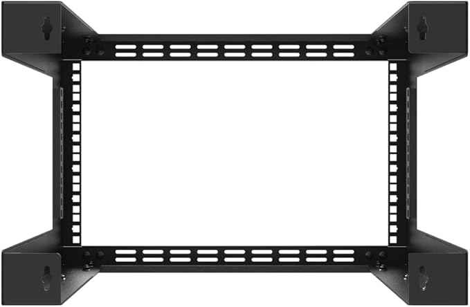 JINGCHENGMEI 6U Wall Mount Rack- 19 Inch Vented Server Rack Open Frame Bracket for AV, IT, Networking Equipments 13"-18" Adjustable Depth Black (6UVented)
