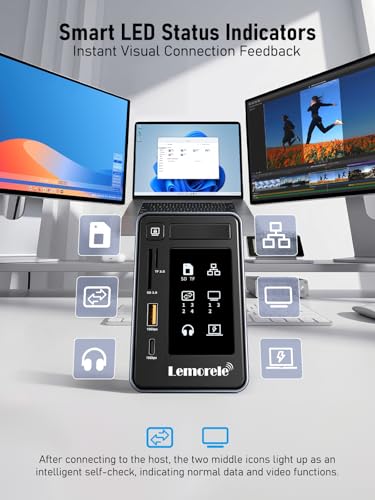 Lemorele Aluminum USB C Docking Station 2HDMI DP 4K 100W Gigabit LAN Hub - Image 5