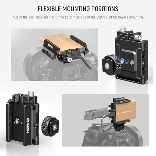 NEEWER Mount Bracket SSD Holder with Cold Shoe Cable Clamp, UA035