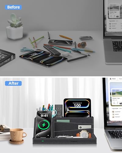 Wireless Charger with Desk Organizer, Fast Charging Station