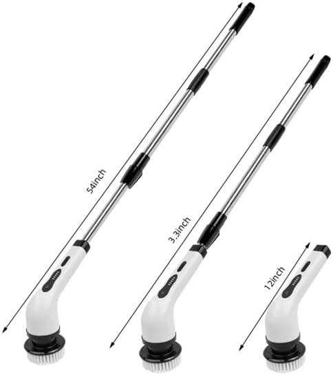 Cordless Electric Spin Scrubber, 360 Rotating Handheld Bathroom Scrubber with 9 Replaceable Cleaning Brush Heads 90Mins Work Time for Cleaning Kitchen,Tile,Tub Floor,Sink,Window,Stove(White)