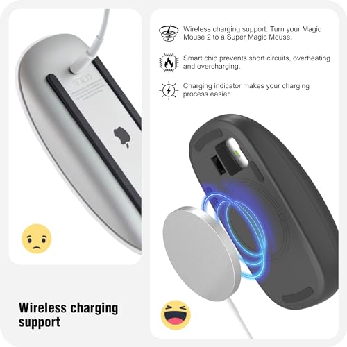 TATOFY Mouse Charger Compatible with Magic Mouse 2 (Lighting) Grip with Wireless Charging Support, Ergonomic Base (Black)