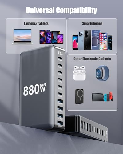 880W USB C Charger Block,10-Port USB C GaN Multiple | Charging & Power - Image 4