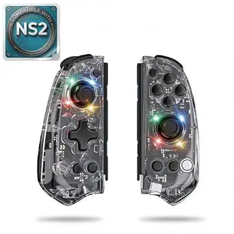 ZYVEXA Wireless Joypad Controllers compatible with Switch, Switch OLED and Switch 2, Charging Adapters Included, RGB Transparent Design, Motion Control, Turbo Function, Dual Vibration, Ergonomic Grip Game Controllers