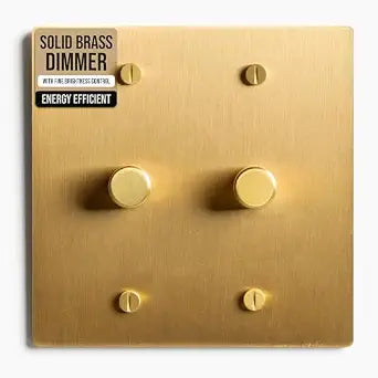 SELECT 2 Gang Solid Brass Rotary Dimmer Switch, 3-Way & 1-Way Compatible
