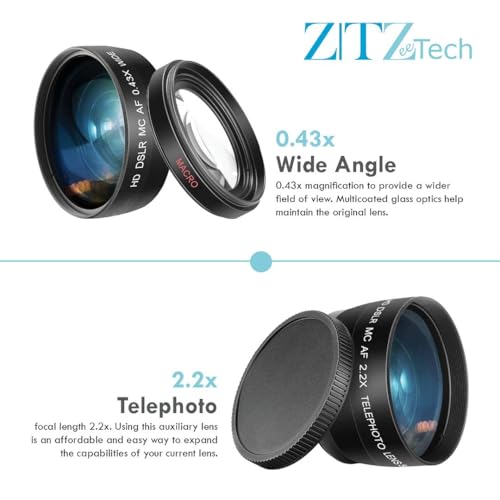 49mm Accessory Bundle for Canon EOS: R50, R100, M5, M6 Mark II, M6, R10, R7 + Wide Angle + Telephoto Lens + 4 Pieces Close-Up Lens Filter Kit + More (19pc Bundle)
