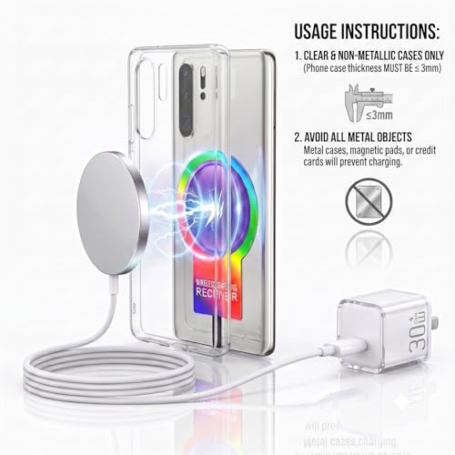 IVY 4-in-1 Magnetic Wireless Charging Station Kit, 25W Qi2 Wireless Charger Pad, 30W GaN Fast Charger Block, USB C Cable, QI Wireless Charging Receiver Adapter for Google Samsung Android Phone