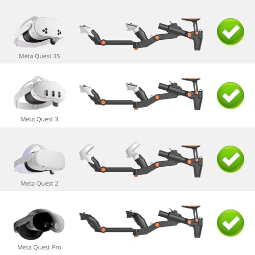 VR Gunstock for Meta Quest 2 Quest 3 Quest 3S Quest Pro – Adjustable FPS Gaming Controller Accessories with Quick Magnetic Attachment Cheek Pad for Immersive VR Gameplay (Black)