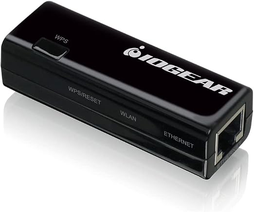 IOGEAR Universal Ethernet to Wi-Fi N Adapter - Speeds of up to 300Mbps on 2.4GHz - Push-button Wi-Fi Protected Setup (WPS) - Supports WEP, WPA, WPA2, TKIP and AES encryption - GWU637