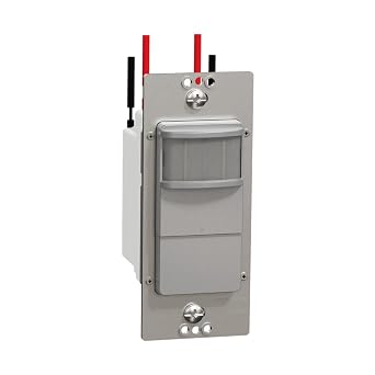 Square D by Schneider Electric Square D X Series PIR Motion Occupancy/Vacancy Sensor Light Switch, 10 Amp, Matte Gray (SQR73101GY)