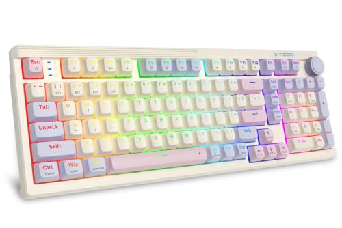 E-YOOSO 96% Wireless Mechanical Keyboard Creamy, RGB Backlit, White Pink - Image 2