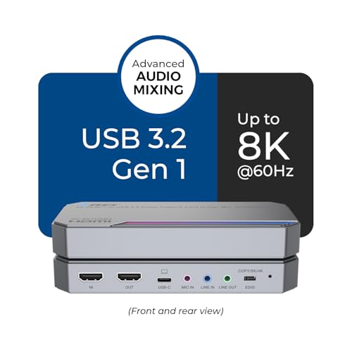 OREI 4K Capture Card for Streaming USB 3.0 Loop-Out Audio Mixing UVCUAC HDR
