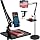 Tablet Floor Stand, 12lb Weighted Base, Tray & Phone Holder, Black