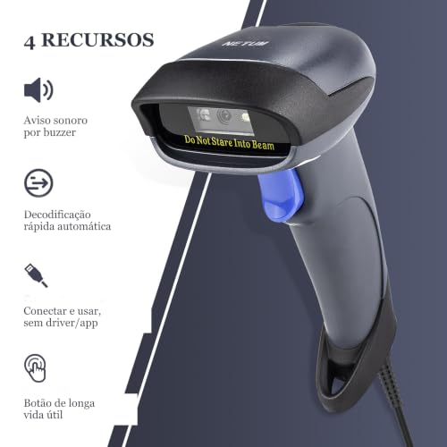 NETUM 2D Barcode Scanner with Stand, Wired QR Code Reader - M5S