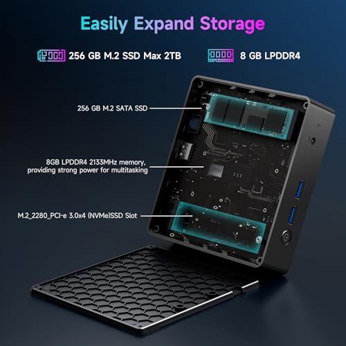 Bmax Mini PC Computers Intel N4500 Max 2.8GHz, Small Desktop Computer 8GB DDR4 RAM 256GB M.2 SSD Expansion 4TB, Budget Micro Compact PCs Dual 4K HDMI, WiFi5 BT5.0 Prebuilt OS-Home Office Gaming B3 Pro - Image 4
